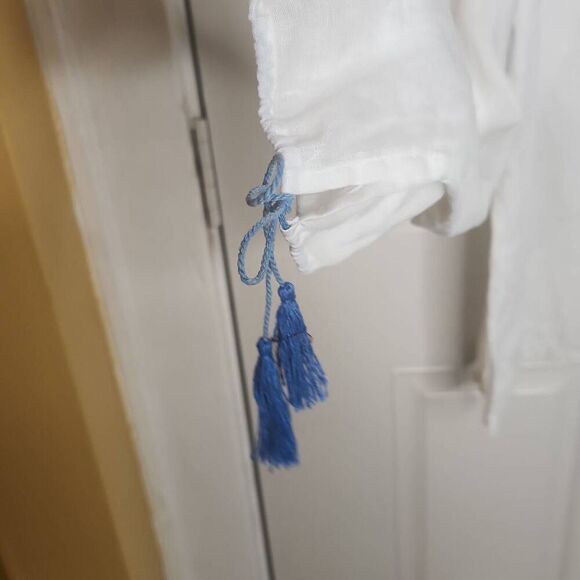 DUE per DUE 100% linen white embroidered top women's size18 - Picture 3 of 4